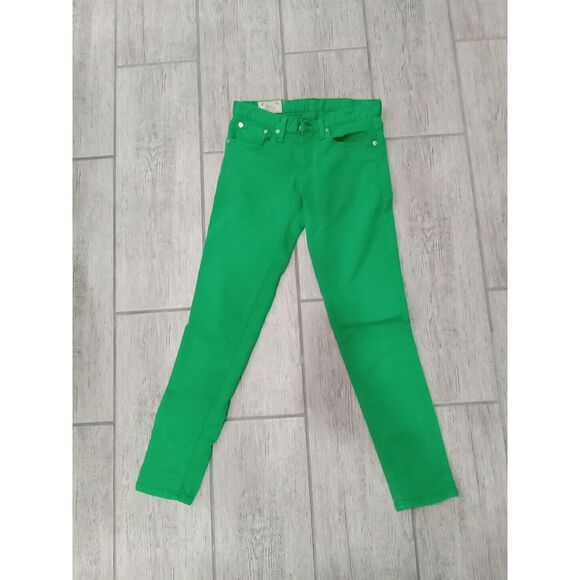 Polo Ralph Lauren Jeans Womens 26,Green Denim Pants Tompkins Skinny crop - Picture 1 of 7